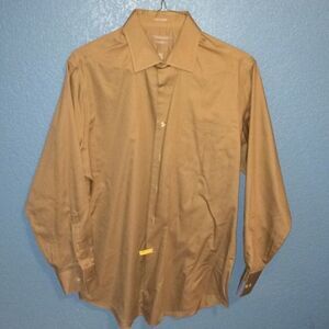 VanHeusen fitted men’s khaki dress longs sleeve button down shirt size 16 1/2
